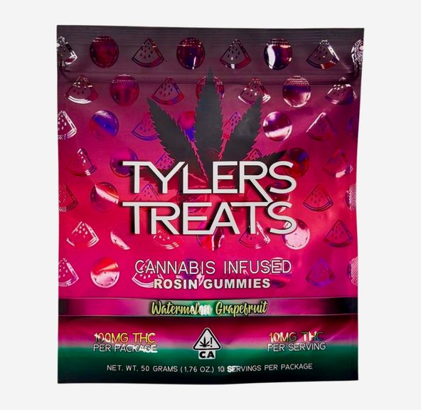 Tylers Treats - Tylers Treats Watermelon Grapefruit Rosin Gummies 100mg 50g