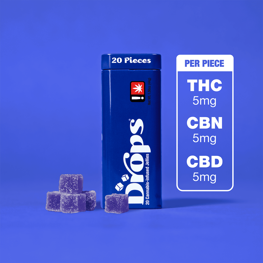 Drops- Black Currant 1:1:1(THC:CBD:CBN) 20 Piece (Deep Relaxation) 44g