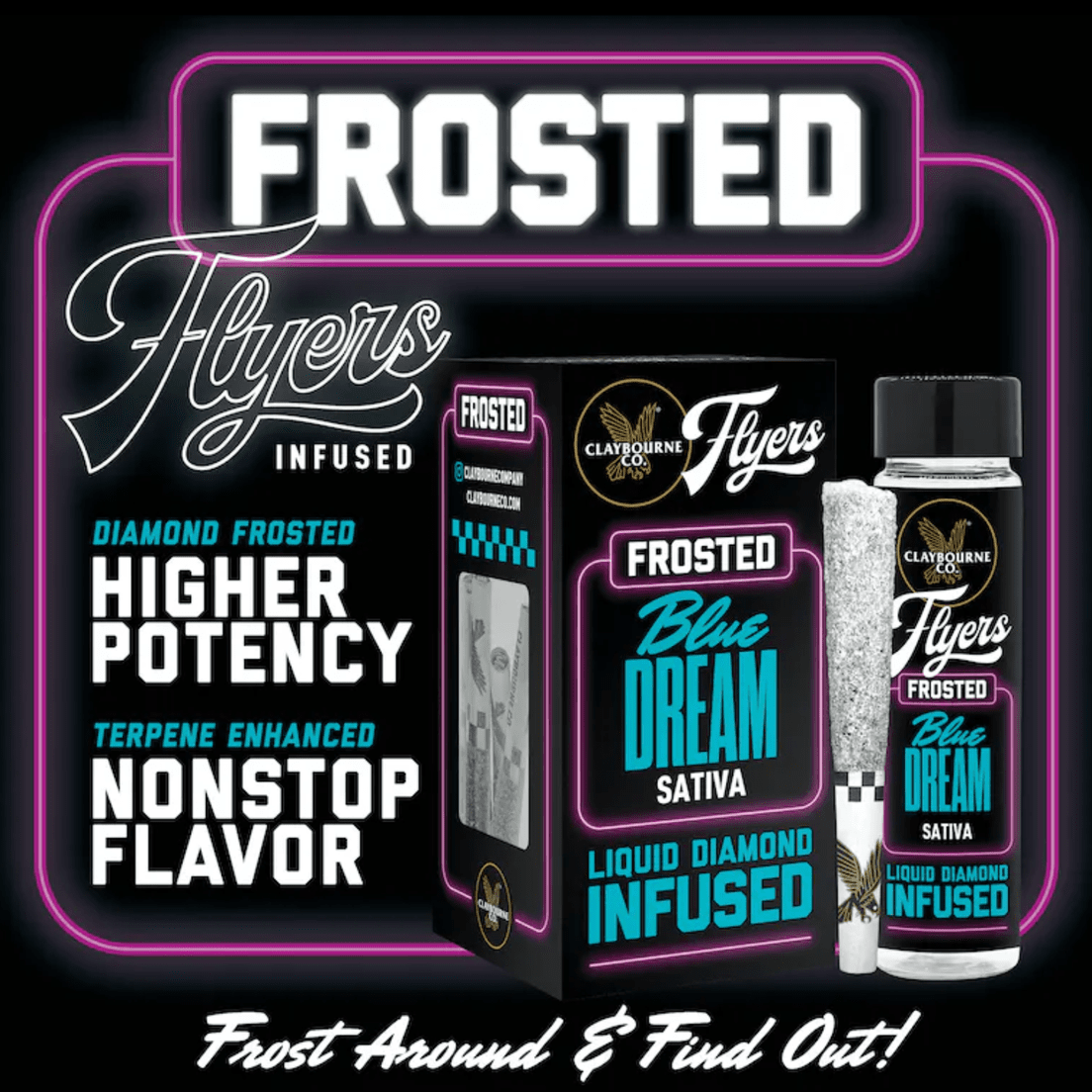 Claybourne Co. - Blue Dream (2.5g) - THCa Frosted Flyers Pre-Rolls - Sativa