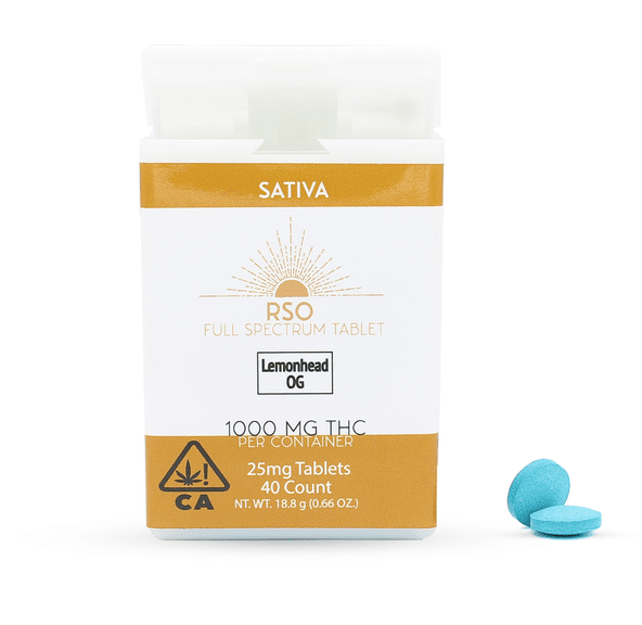 25mg Tablets RSO Sativa Lemonhead OG 1000mg Emerald Bay Extracts