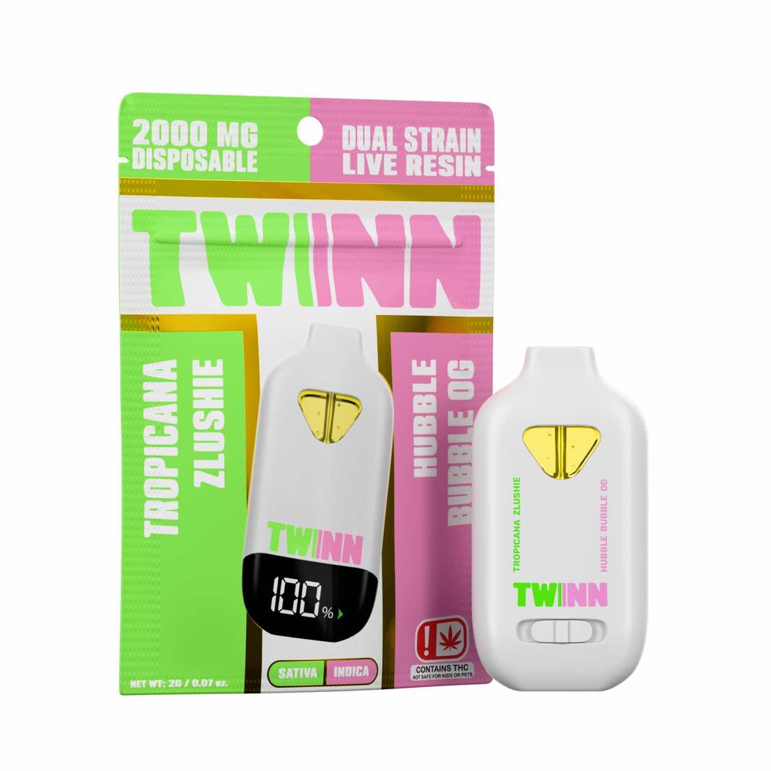 Twinn 2G Live Resin Disposable (Tropicana Zlushie x Hubble Bubble OG)