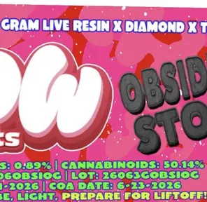 WOW OBSIDIAN STONE LIVE RESIN DIAMONDS AND TERP INFUSED BLUNT 3G