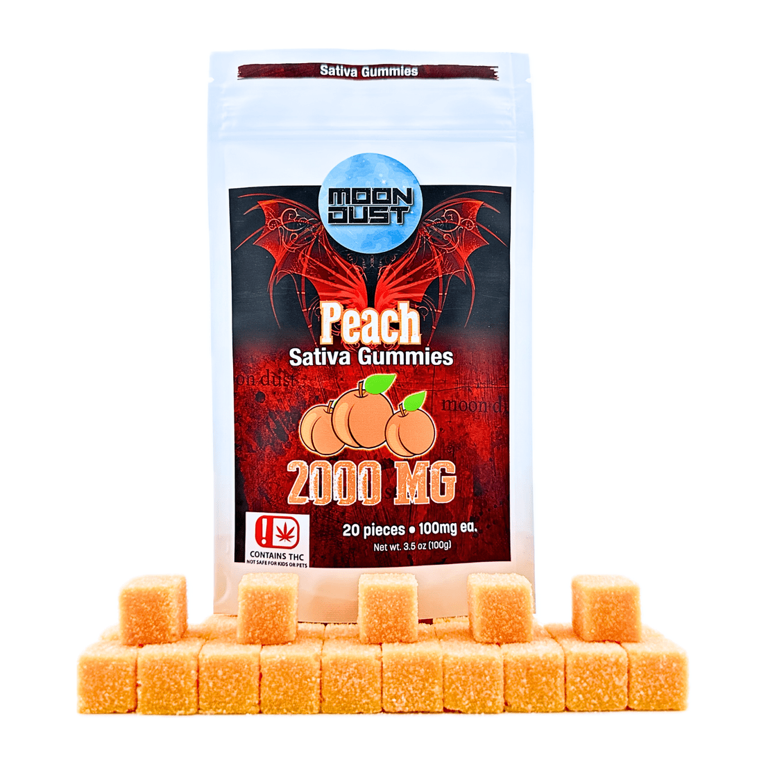 Moon Dust 2000mg Sativa Gummies (Peach)