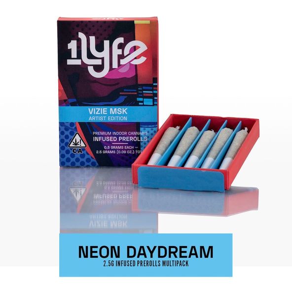 1Lyfe - (x5) .5g Prerolls - 2.5g - Neon Daydream