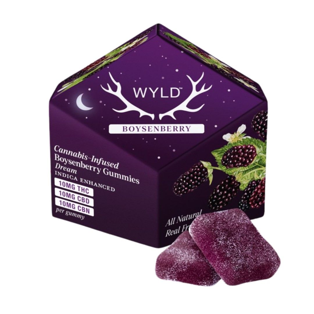 Wyld Fruit Chews Boysenberry 100mg THC / 100mg CBD / 100mg CBN 1:1:1
