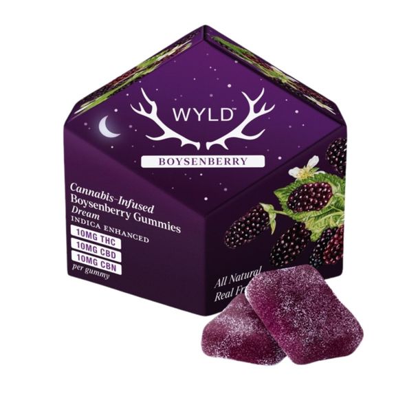 Wyld Fruit Chews Boysenberry 100mg THC / 100mg CBD / 100mg CBN 1:1:1