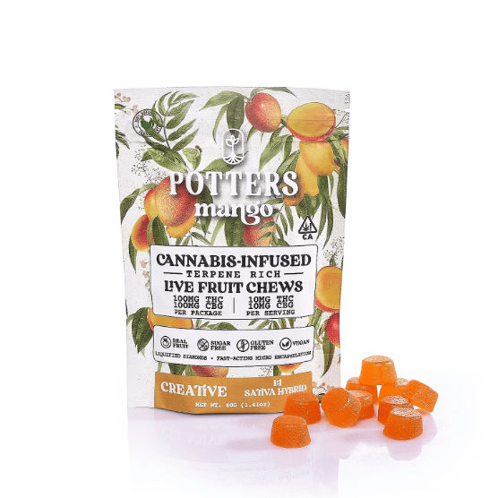 1:1 THC:CBG Mango Creative Sugar-Free Gummies - Potters