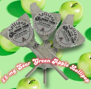 High Tide Sour Green Apple Lollpops - 25 mg