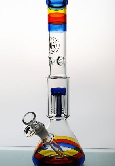 #226 Beaker 8 Arm Perc Blue (rainbow)