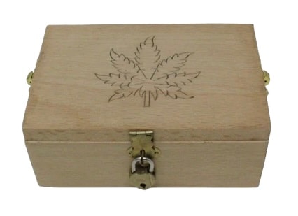 WB2 Handcrafted Wood Box - Cute Mini Leaf Outline