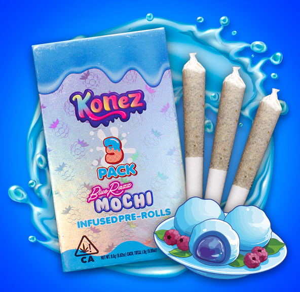 Blue Razz Mochi Infused Pre Rolls 3 Pack 1.8g - KONEZ