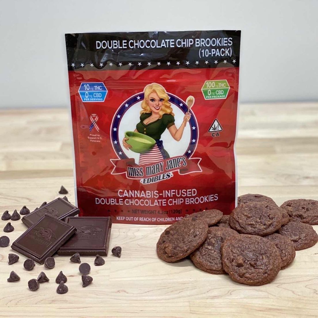 100mg Double Chocolate Chip Brookies - MISS MARY JANES