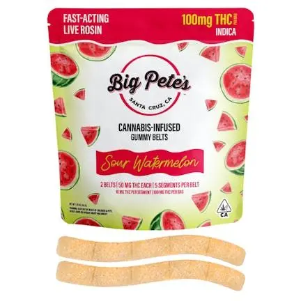 Big Pete's Fast-Acting Rosin Sour Belts Watermelon 100mg