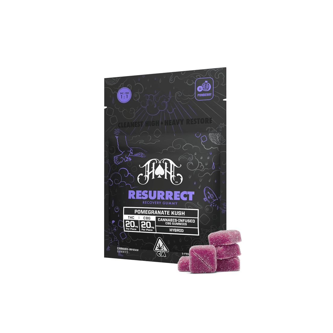 Heavy Hitters - Resurrect THC/CBC Gummy 100mg - 1:1 - Pomegranate Kush