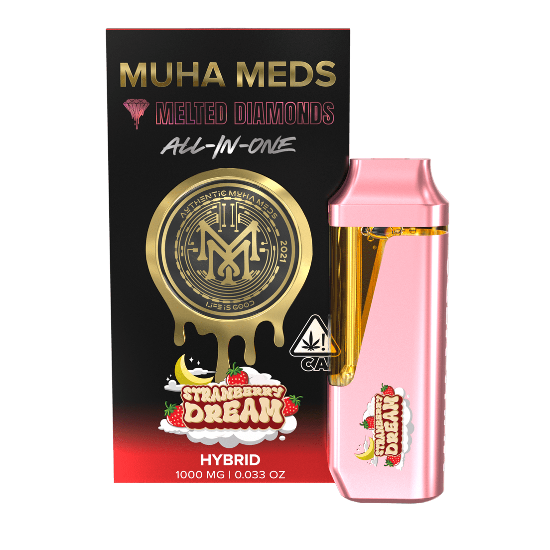 Muha | AIO Vape | 1g | Melted Diamonds | Strawberry Dream