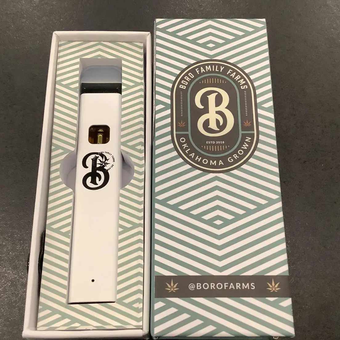 Boro Family Farms - Live Resin Disposable Cartridge - GMO x Birthday Cake 1g
