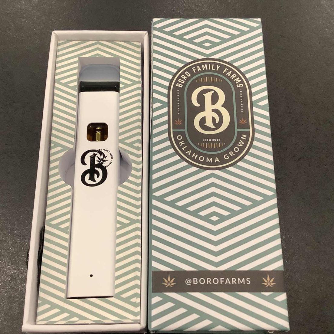 Boro Family Farms - Live Resin Disposable Cartridge - GMO x Birthday Cake 1g