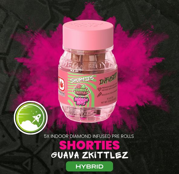 Shorties Guava Zkittlez | 5 infused prerolls : (HYBRID)