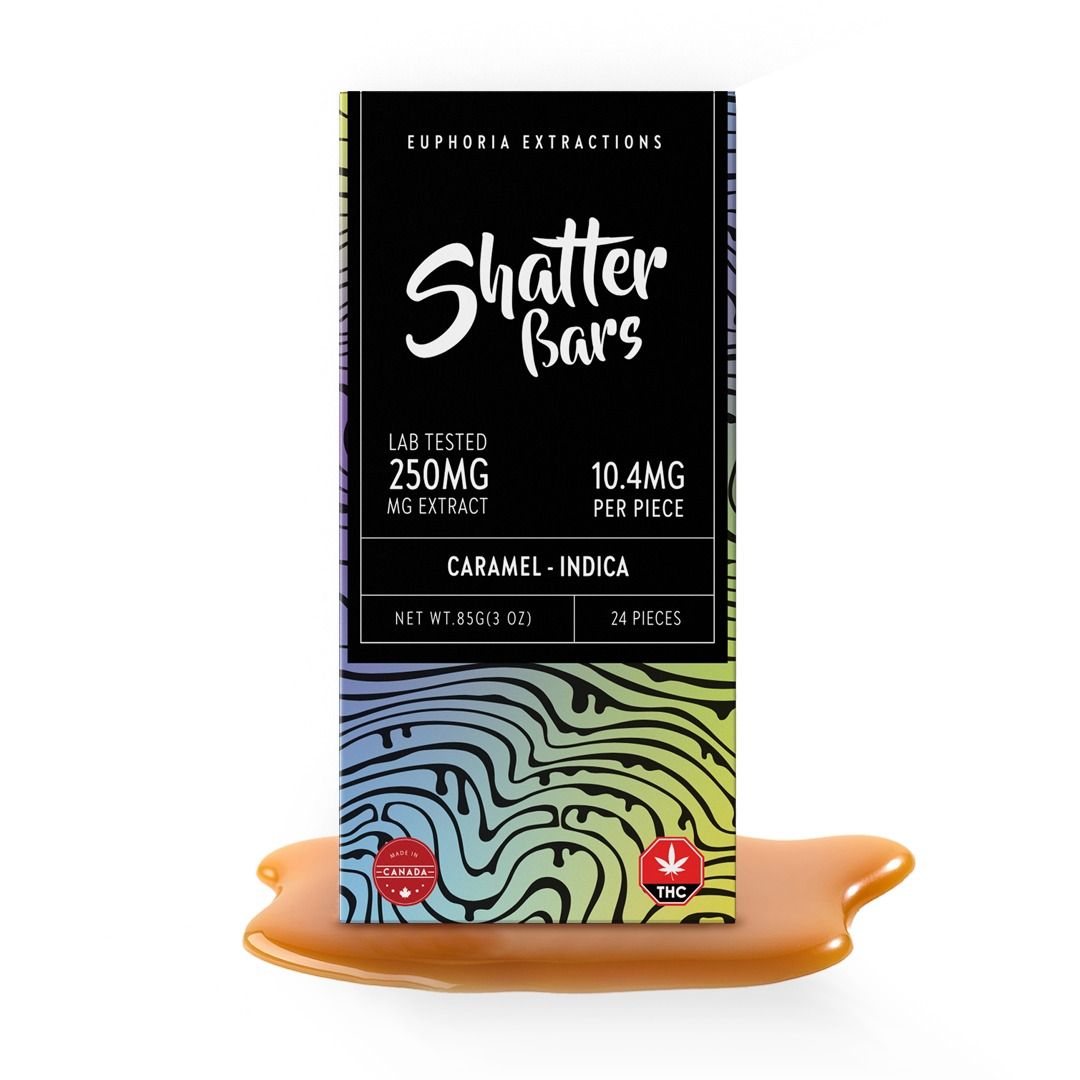 250mg Indica Caramel Shatter Bar by Euphoria Extractions