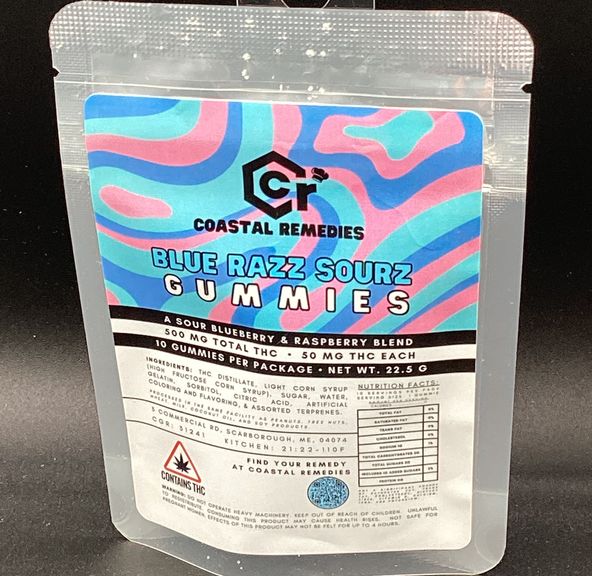 Coastal Remedies- Sour Blue Razz- Gummies- 500mg