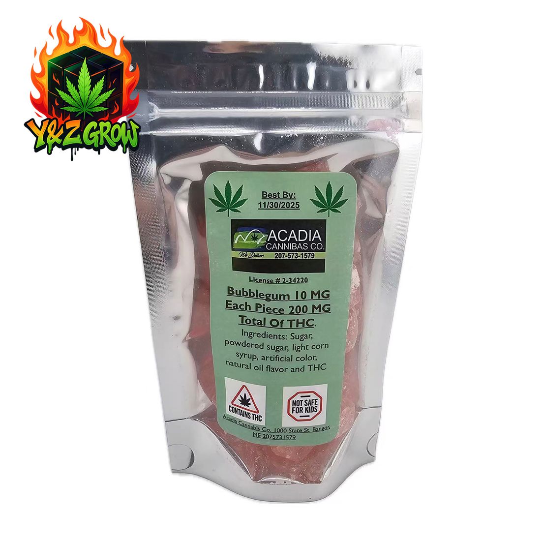 Acadia - Hard Candy - Bubblegum 200 MG (10mg ea)