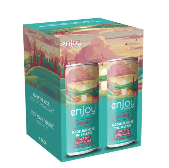 Enjoy 10mg THC Social Seltzer - Strawberry Guava - 4 Pack