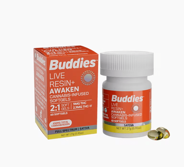 Buddies Live Resin THCv Capsules Awaken 60pk 2:1
