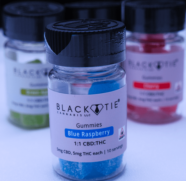 Black Tie- Blue Raspberry- 1 To 1 Gummies- 100mg