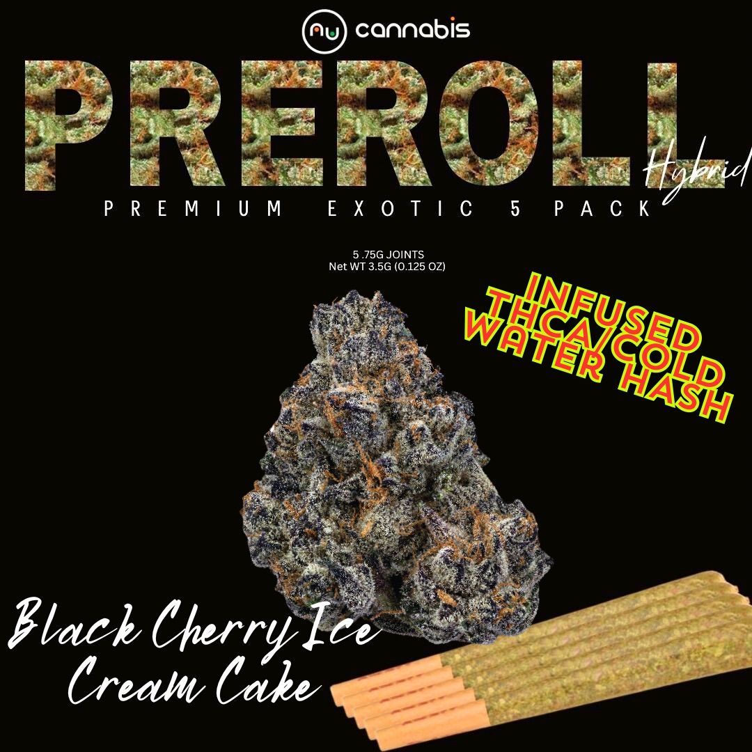NuCannabis - Black Cherry Ice Cream Cake 5 pack - PRE ROLL INFUSED