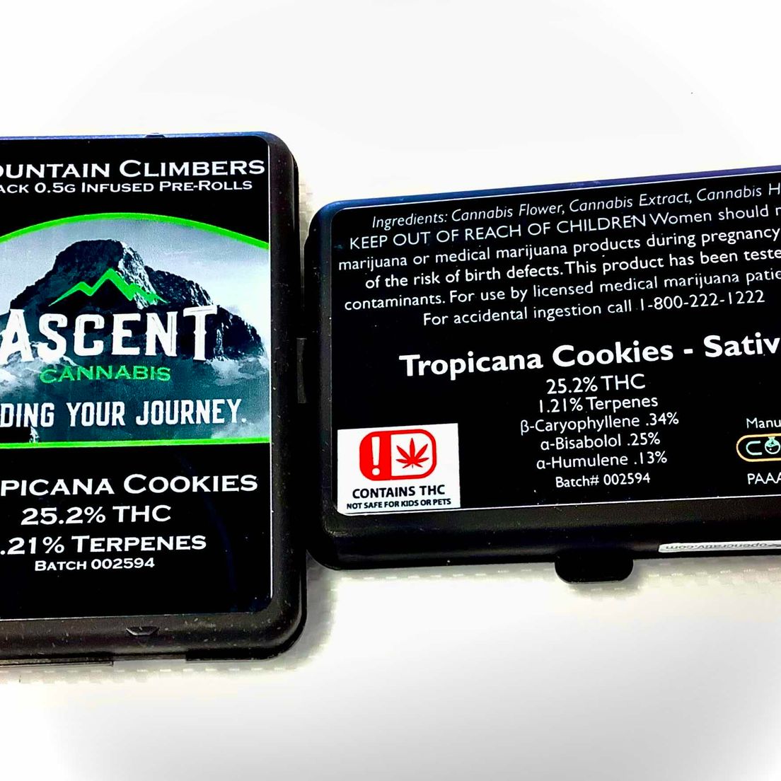 Ascent .5g/5pk Infused Prerolls Mountain Climbers Tropicana Cookies