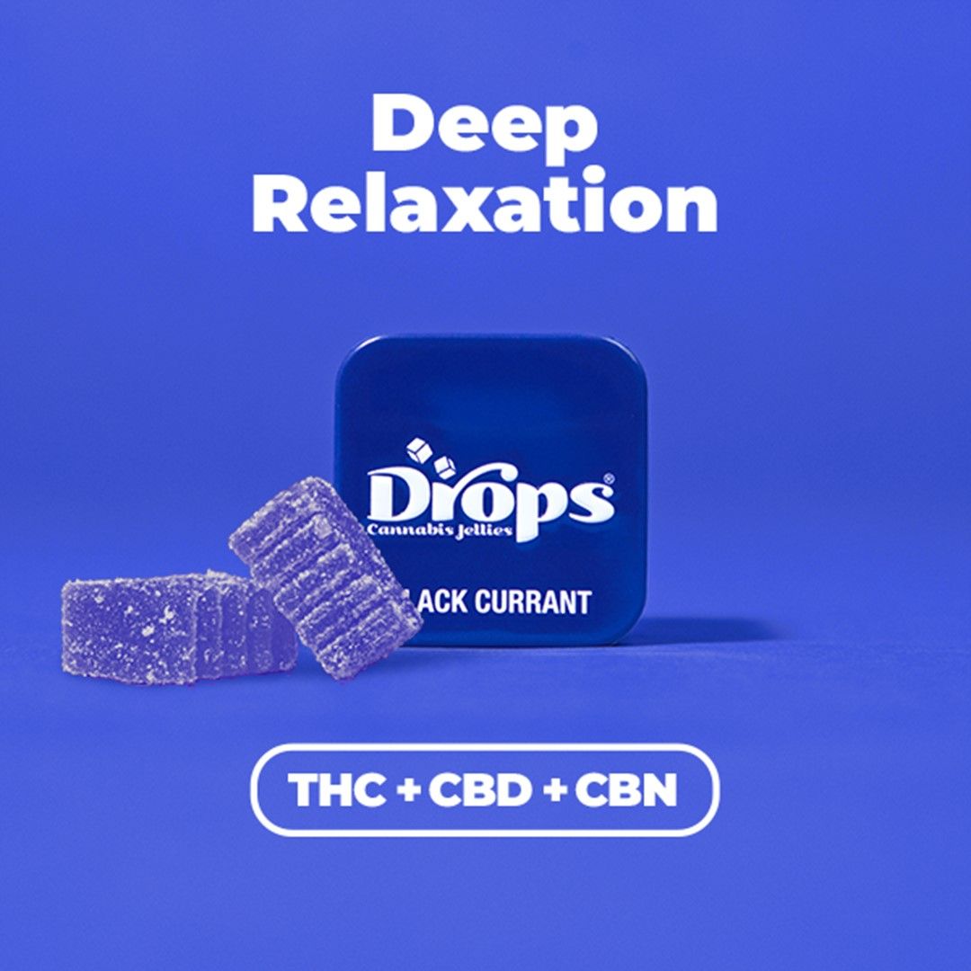 Drops Singles Black Currant Gummies 100mg THC / 100mg CBD / 100mg CBN