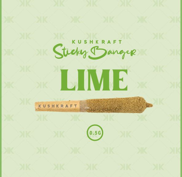 1 x 0.5g Infused Sticky Banger Pre-Roll Hybrid Lime by KushKraft